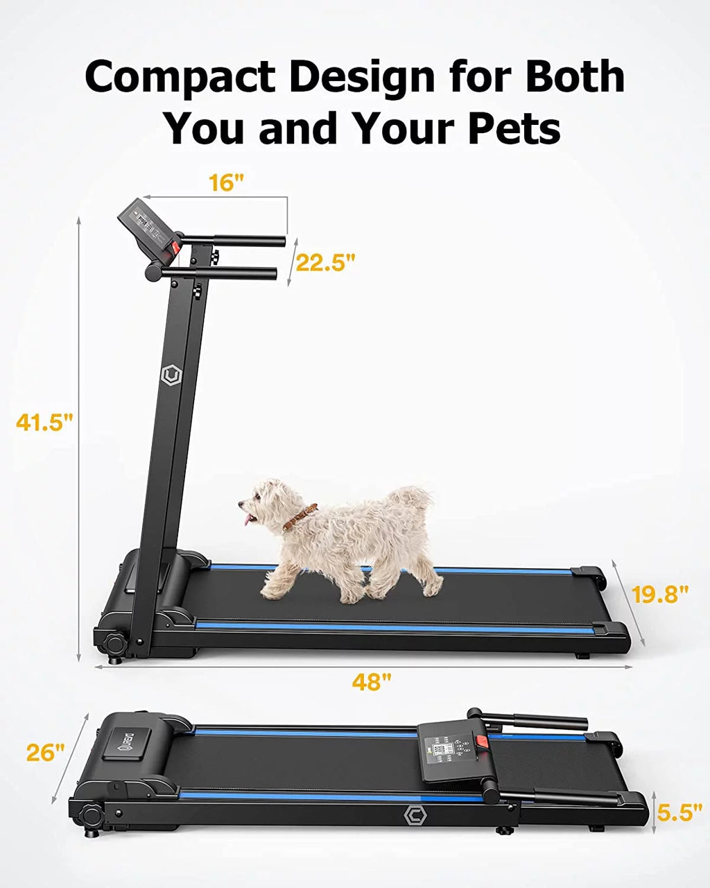 Folding Treadmill 2.25HP Portable Compact with 12 HIIT Modes D32029