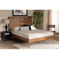 Ash Walnut Finished Wood Full Size Platform Bed V2165