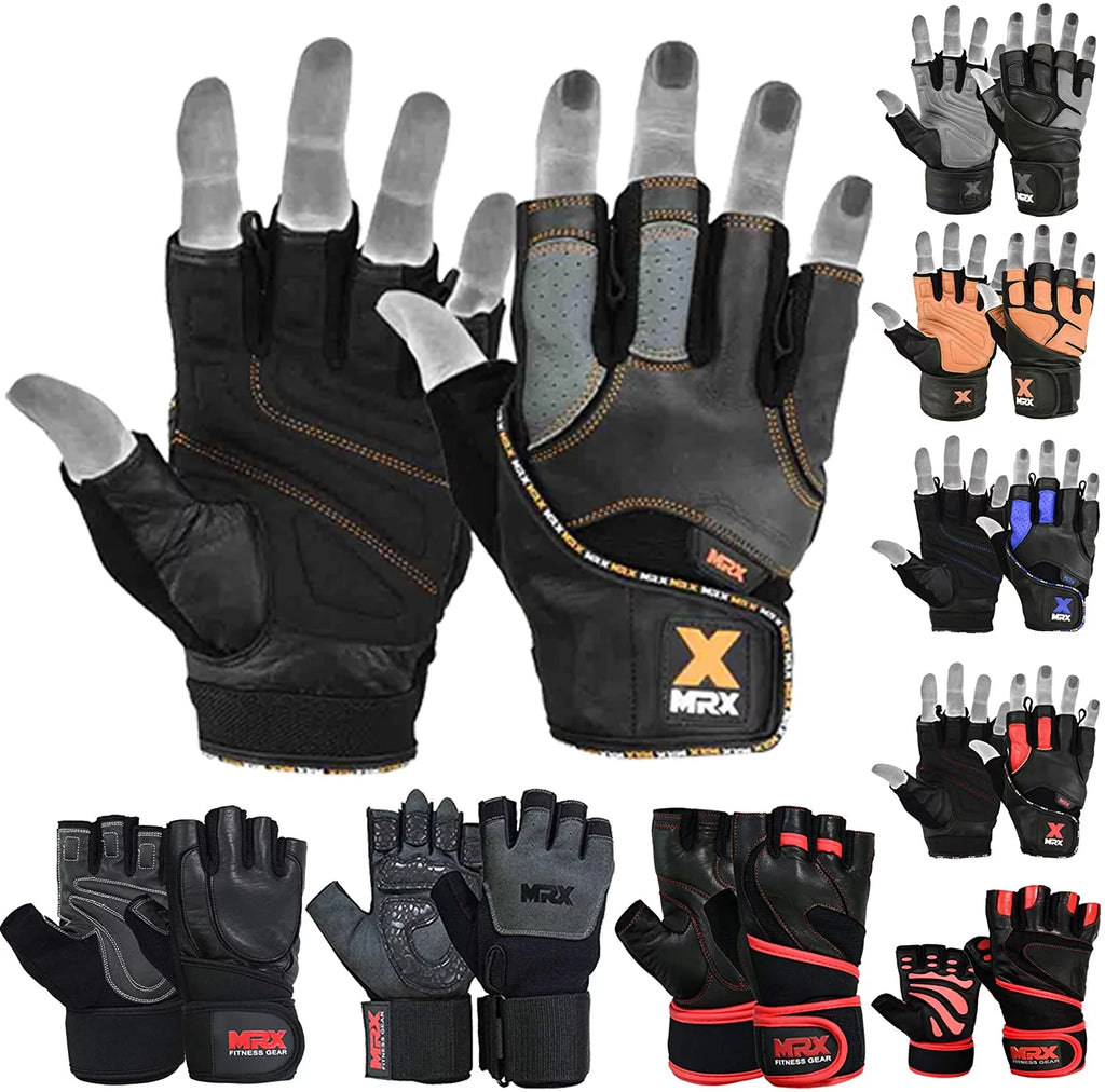 Weight Lifting Gloves Long Wrist Strap Black / Red M D33021