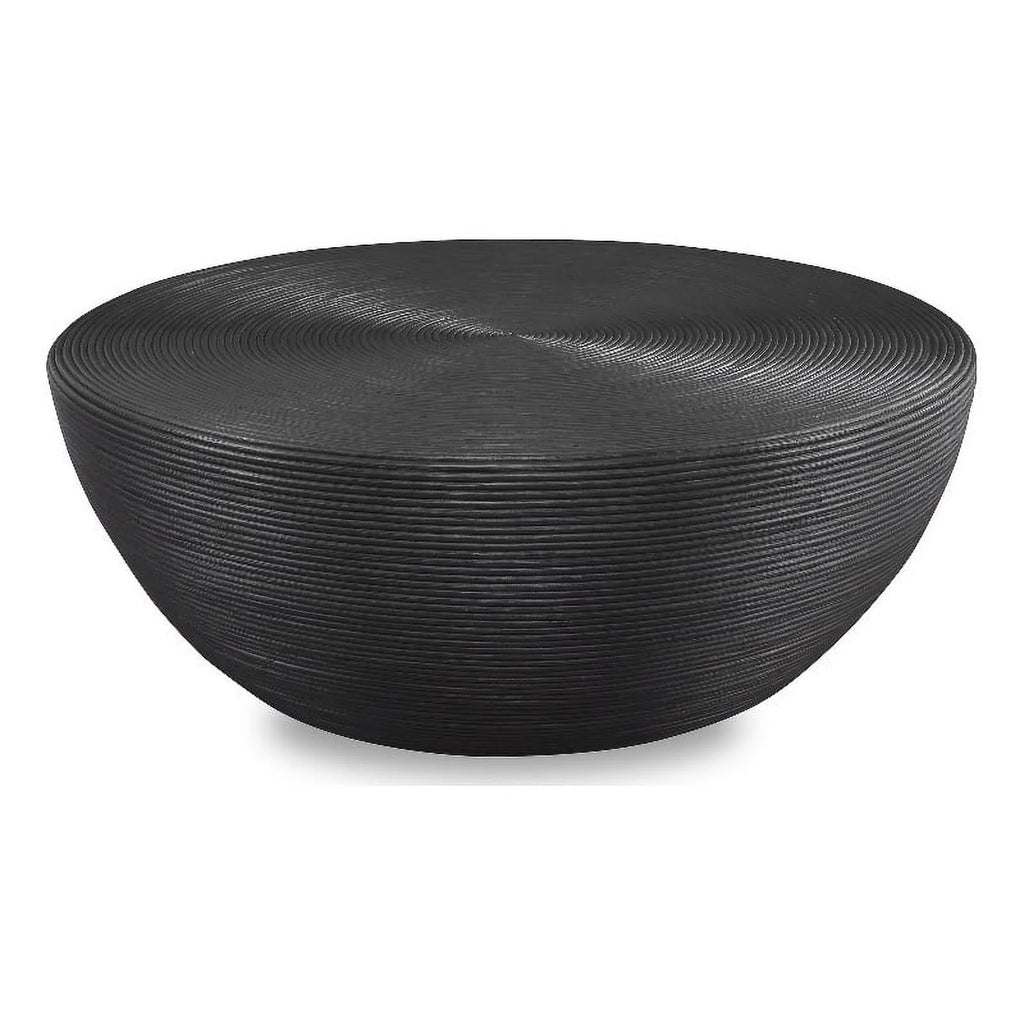 43.75" Round Rattan Coffee Table in Black H664