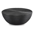 43.75" Round Rattan Coffee Table in Black H664