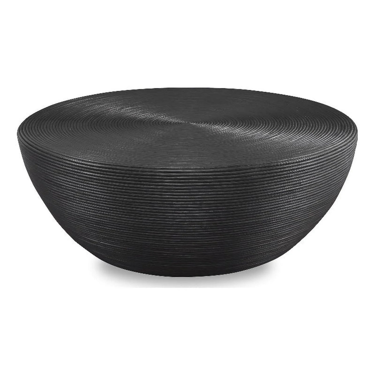 43.75" Round Rattan Coffee Table in Black H664