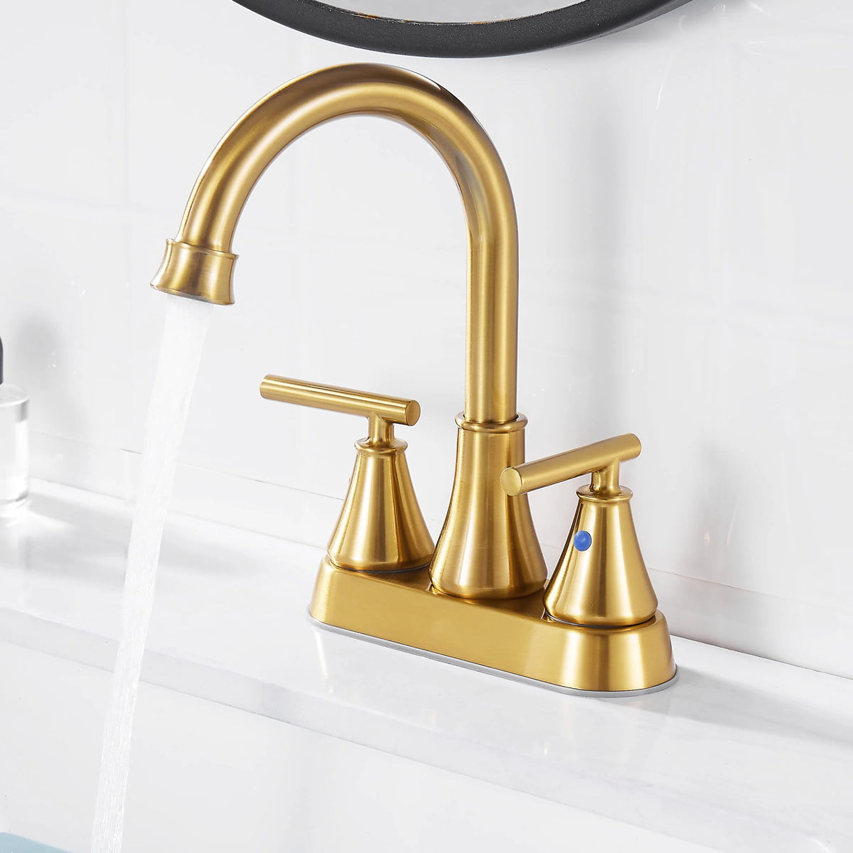4 Inch 2 Handle Brushed Nickel Bathroom Sink Faucet A499