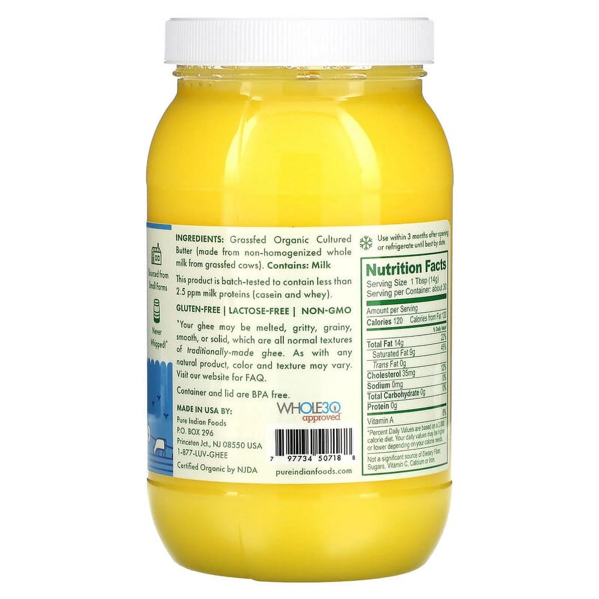 Organic Grass-Fed Cultured Ghee 15 oz Pack of 3 Q28391