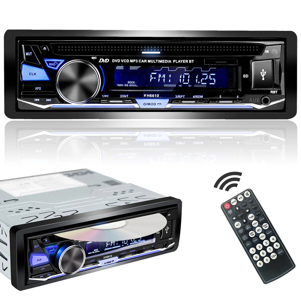 Single DIN Car Stereo with CD/DVD Player Bluetooth AM/FM Radio W3815