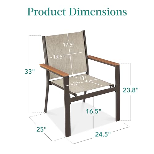 Set of 2 Stackable Outdoor Textilene Chairs with Armrests F4819
