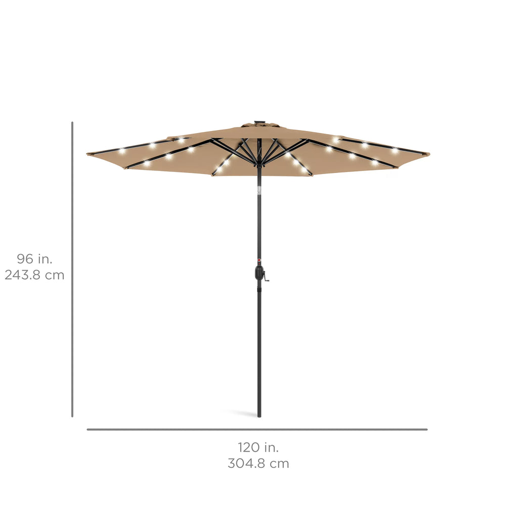 10ft Solar LED Lighted Patio Umbrella with Tilt Adjustment E5955
