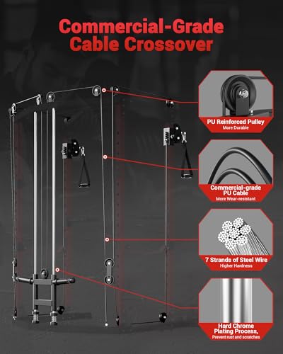 Power Cage with Cable Crossover System 1600LBS Weight Capacity E755589