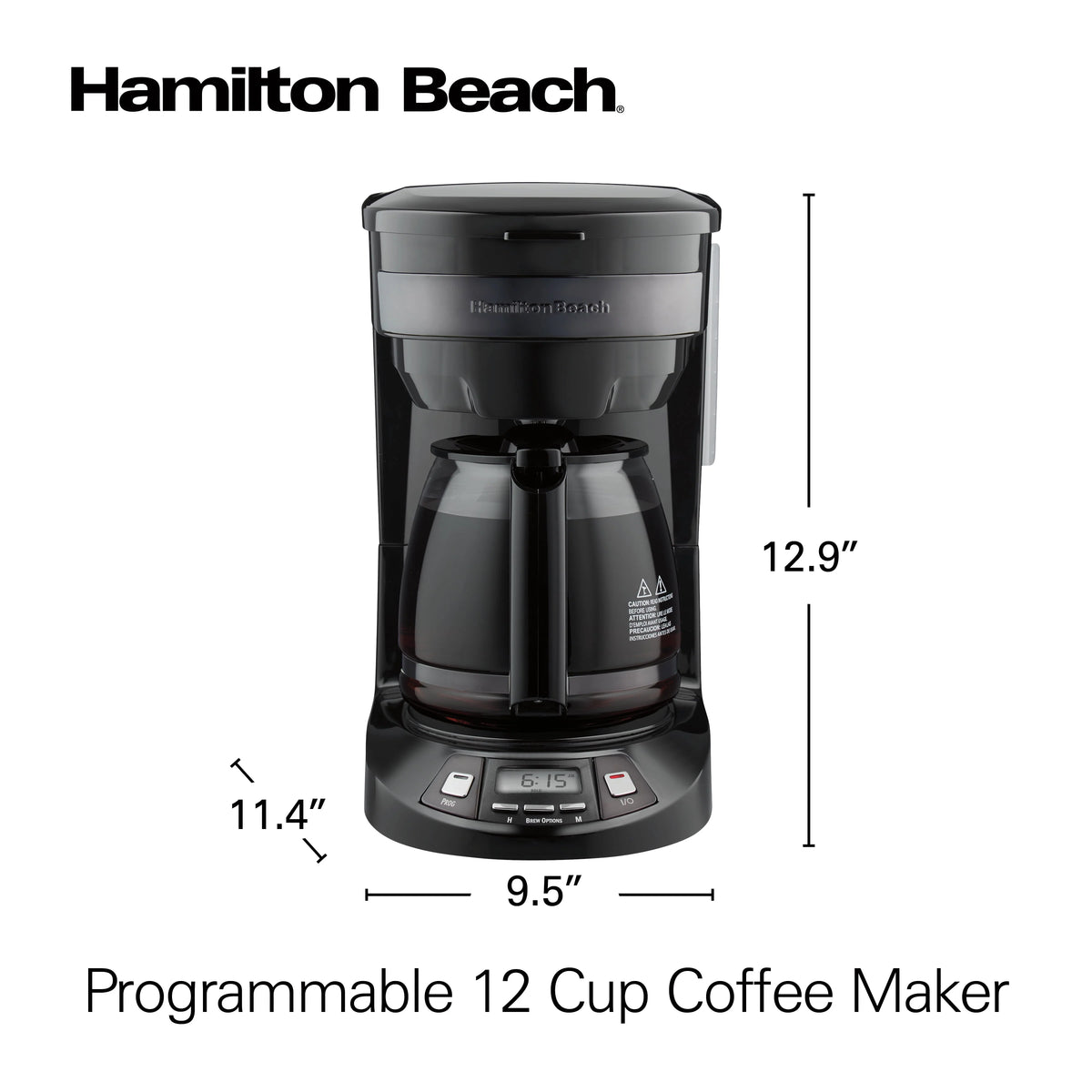 Programmable Coffee Maker, 12 Cup, Black Stainless Steel N665404