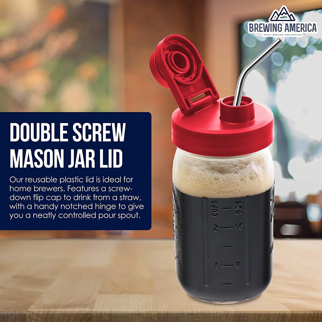 Glass Mason Jar Pitcher with Lid, 1 Quart Wide Mouth, 2-Pack O210