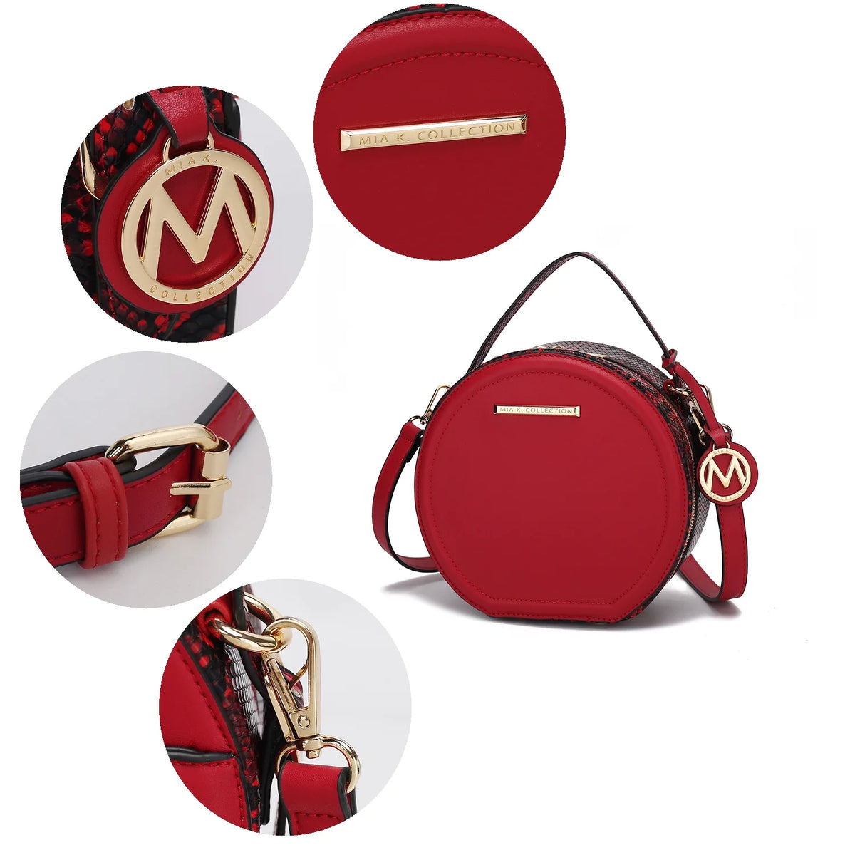 Red Vegan Leather Crossbody Bag U4873