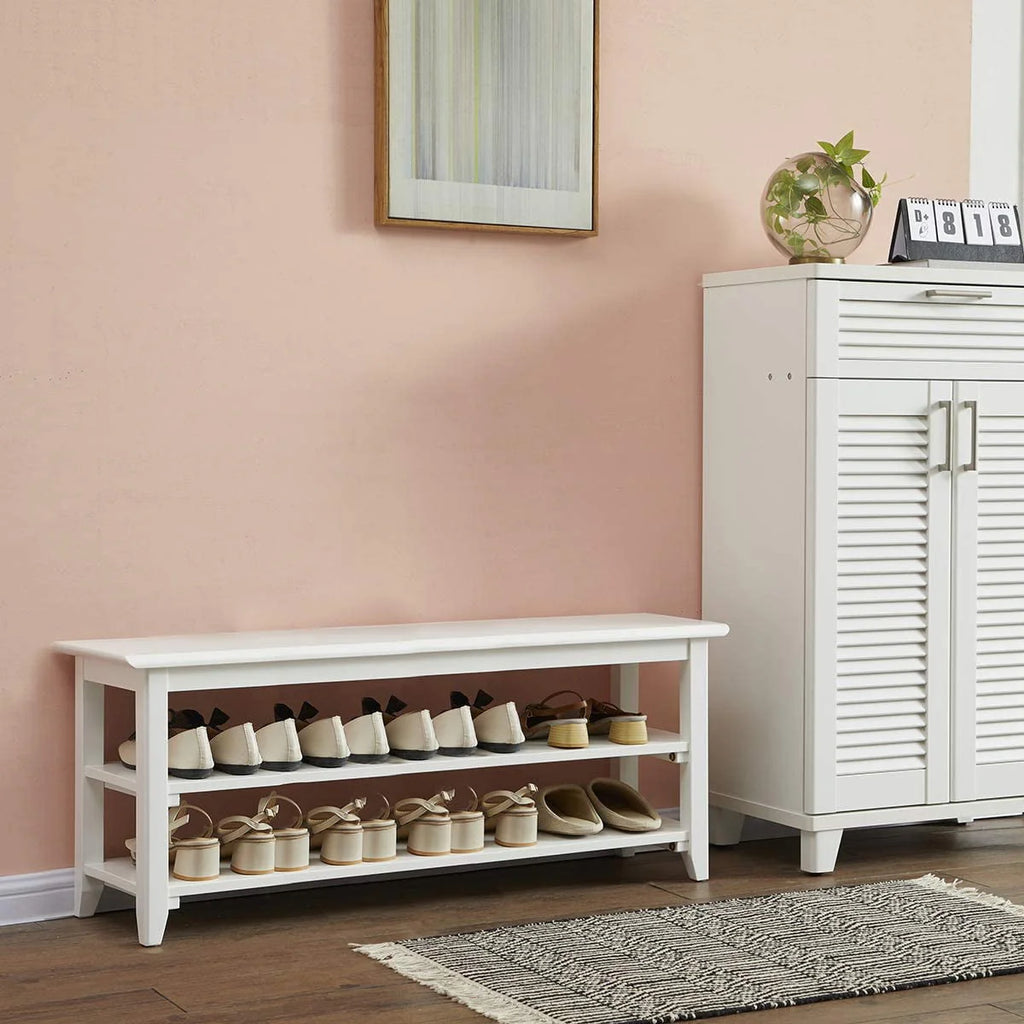 3 Tier Dark Brown Wood Shoe Storage Bench V7221