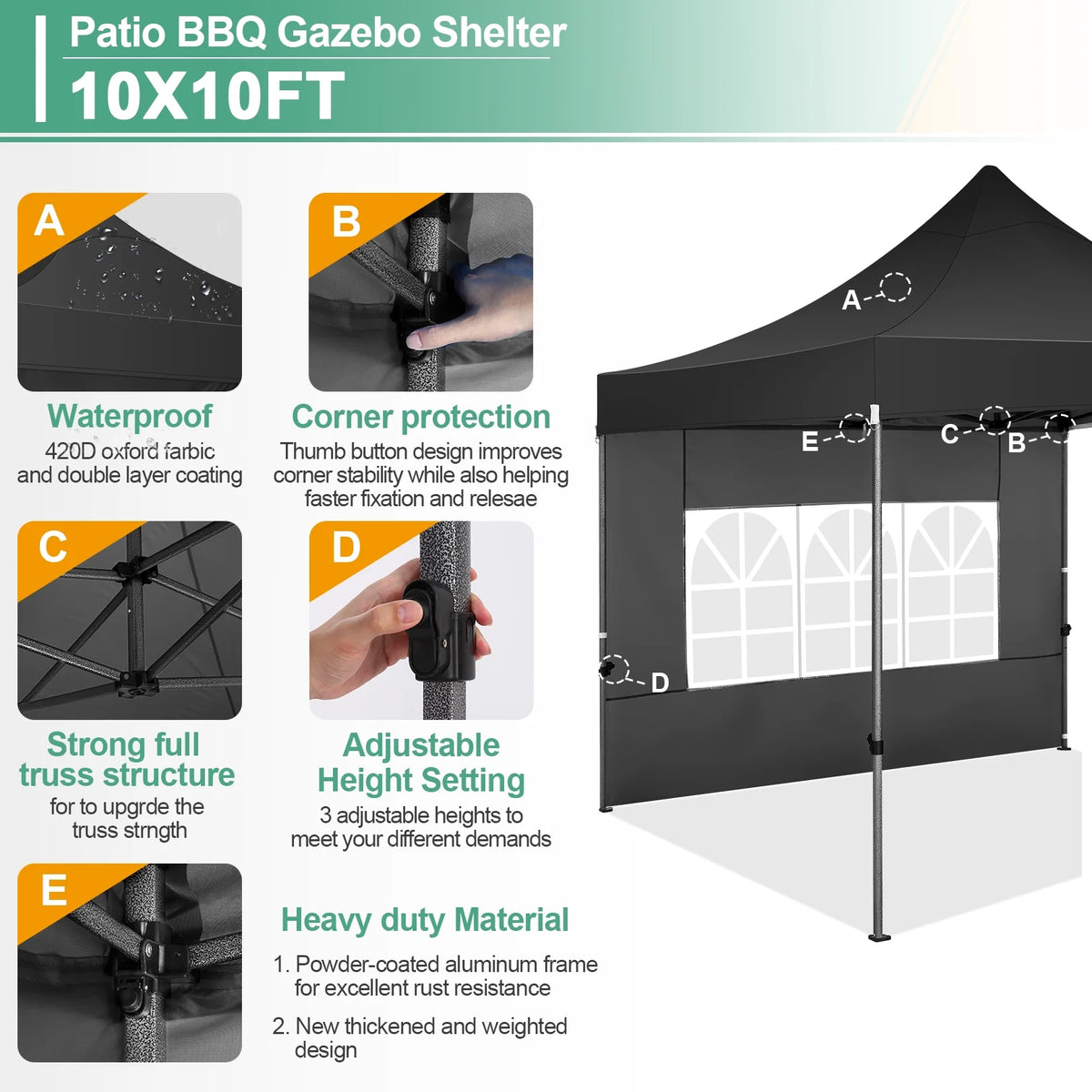 10'x20' Blue Pop Up Canopy Tent with 6 Removable Sidewalls V309