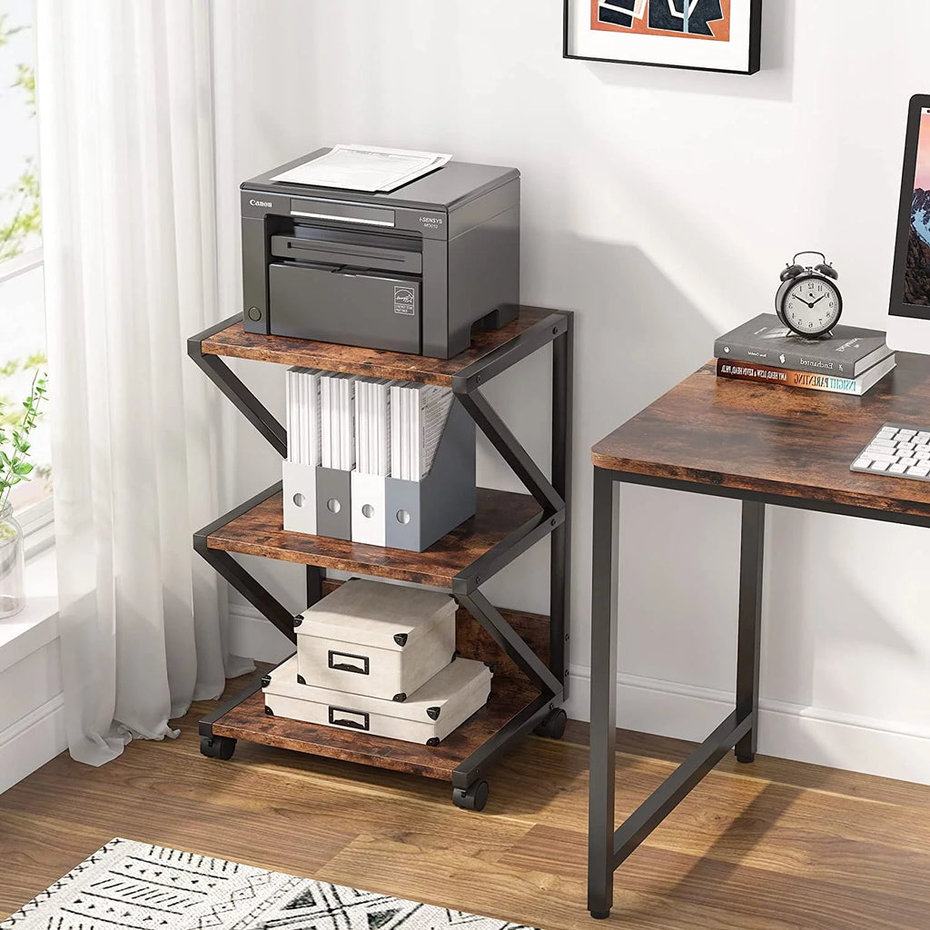3-Tier Rolling Printer Cart with Storage Shelf N592415