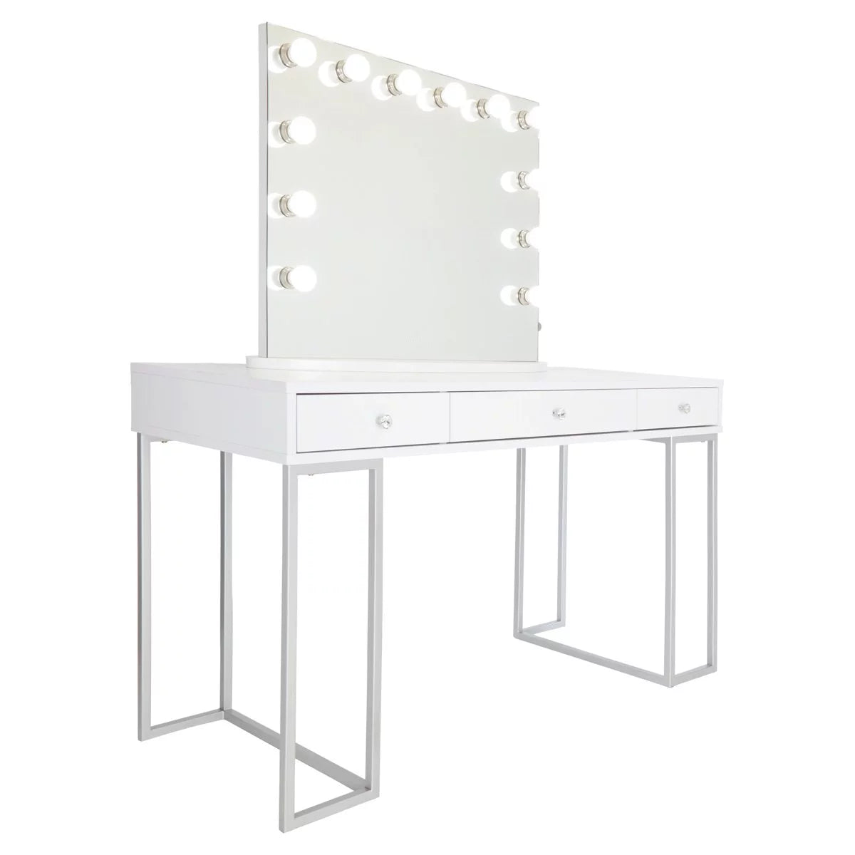 White Modern Makeup Desk with 3 Drawers B691