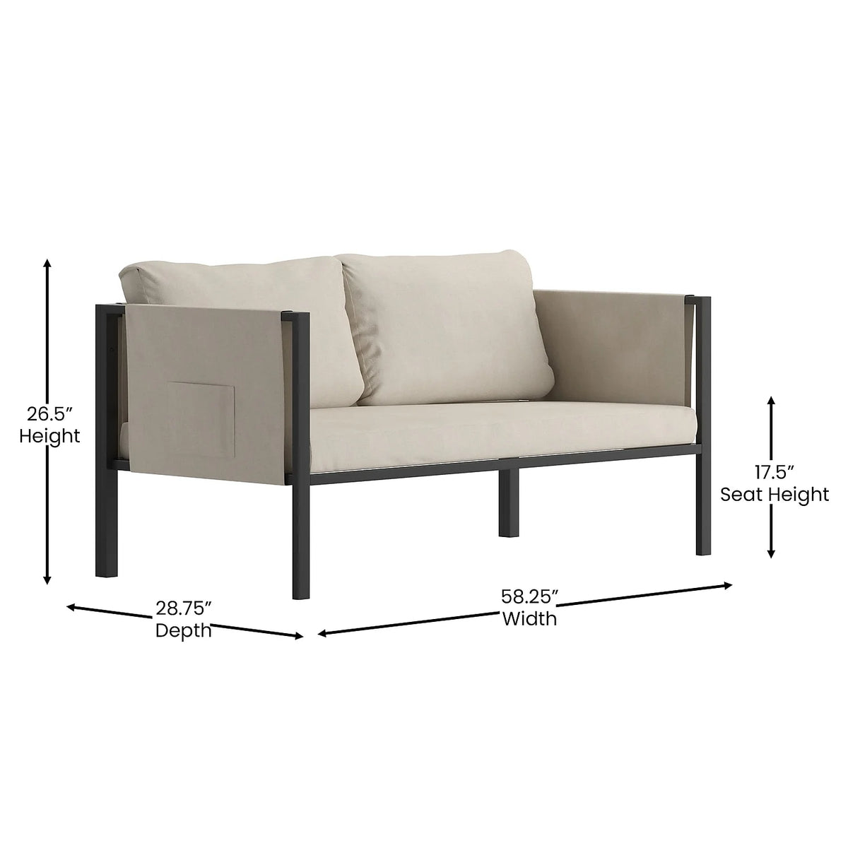 Light Gray Steel Patio Loveseat J14490
