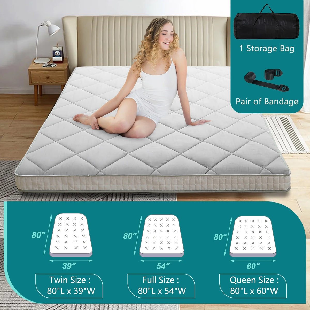 Japanese Floor Futon Mattress Grey Full Z156345