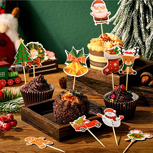 100 Pcs Christmas Cupcake Toppers Q912786