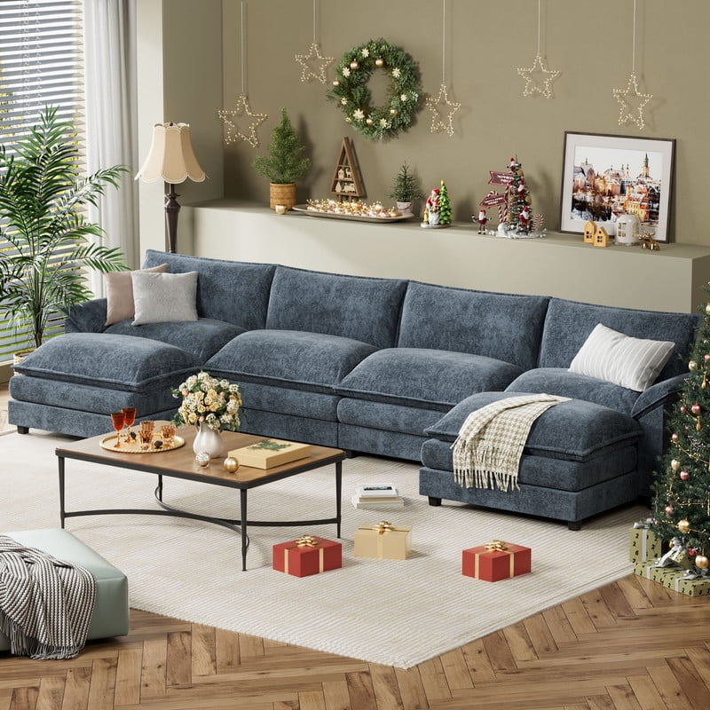 3 Seats L-Shaped Sectional Sofa with Movable Ottoman C662082