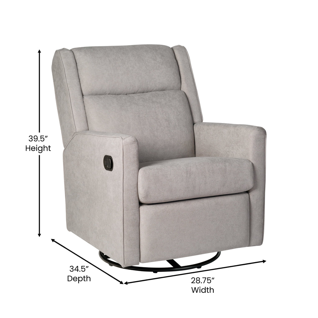 Light Gray Recliner Rocker Swivel Glider Chair K1964