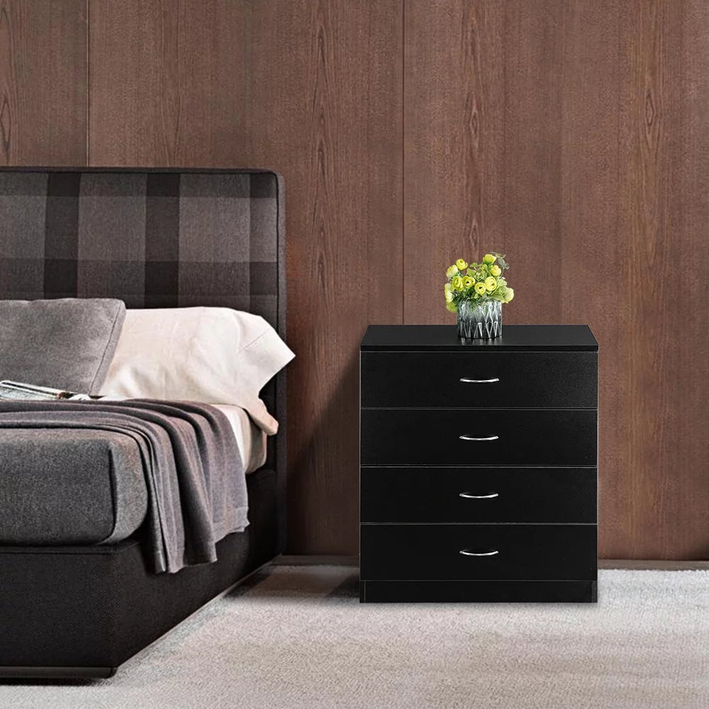 Black 4 Drawer Wood Nightstand C801919