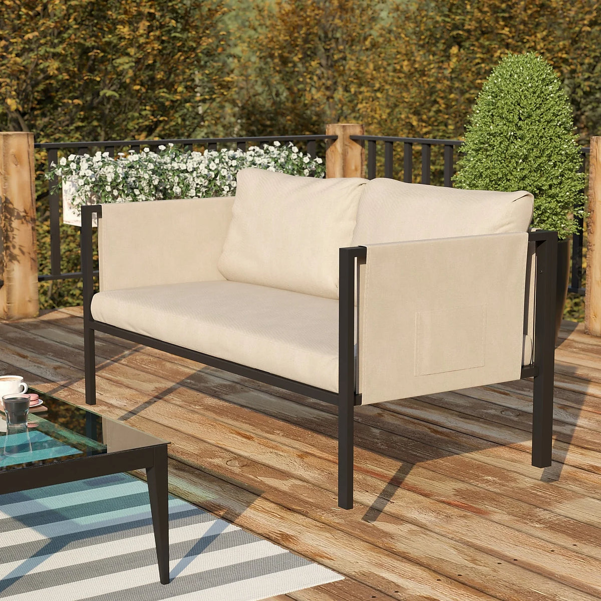 Light Gray Steel Patio Loveseat J14490