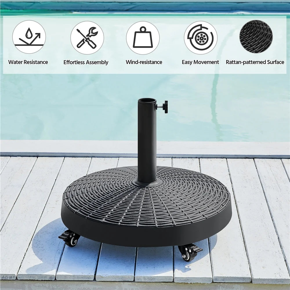 Black Umbrella Base Stand with Wheels B729183