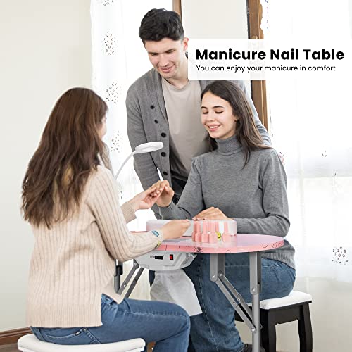 Portable Manicure Nail Table with Dust Collector, LED Lamp, Carry Bag, White X24622