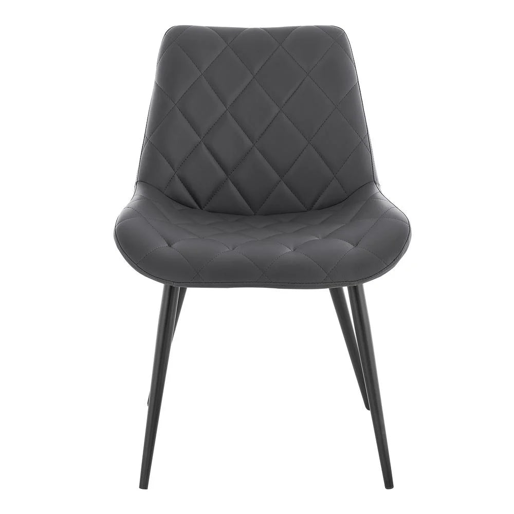 Gray Black Faux Leather Dining Chair Set of 2 Z33719
