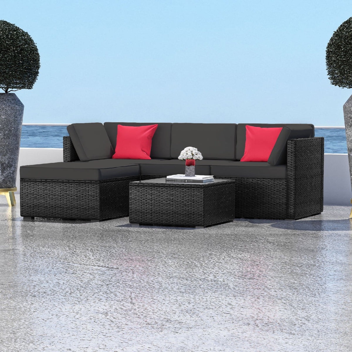 5-Piece Wicker Outdoor Patio Furniture Set S602