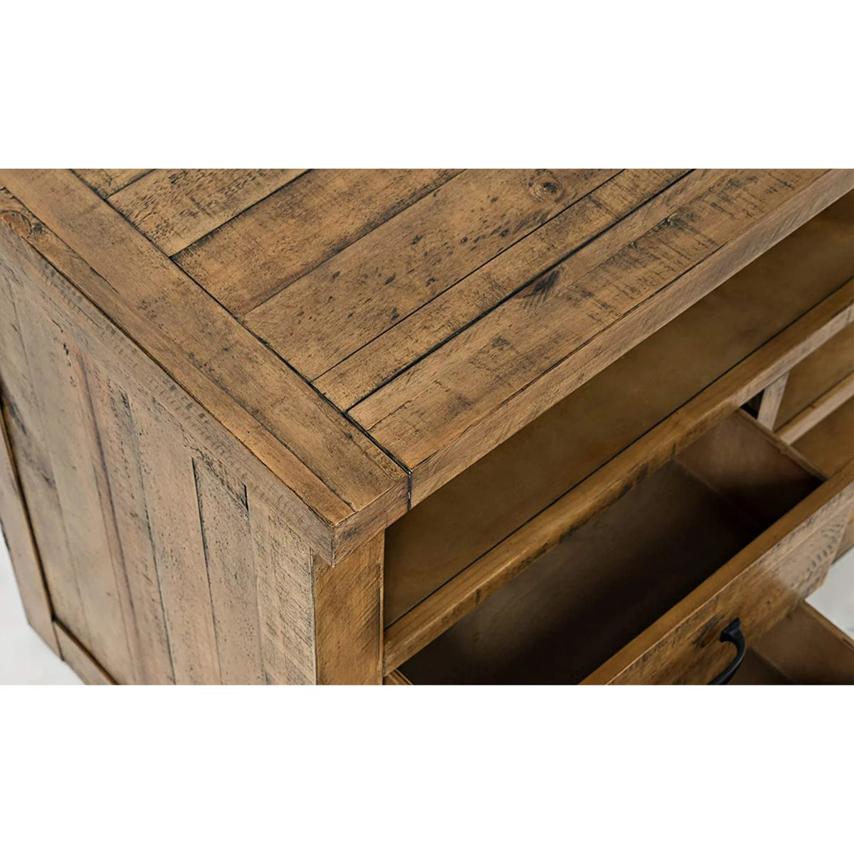 Rustic Distressed Pine Entertainment Center with 60" TV Console E7553