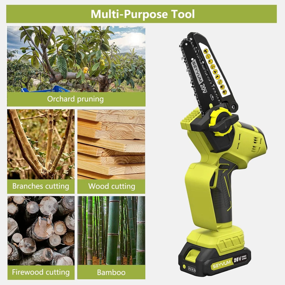 6inch Cordless Mini Chainsaw with 2 Batteries K448