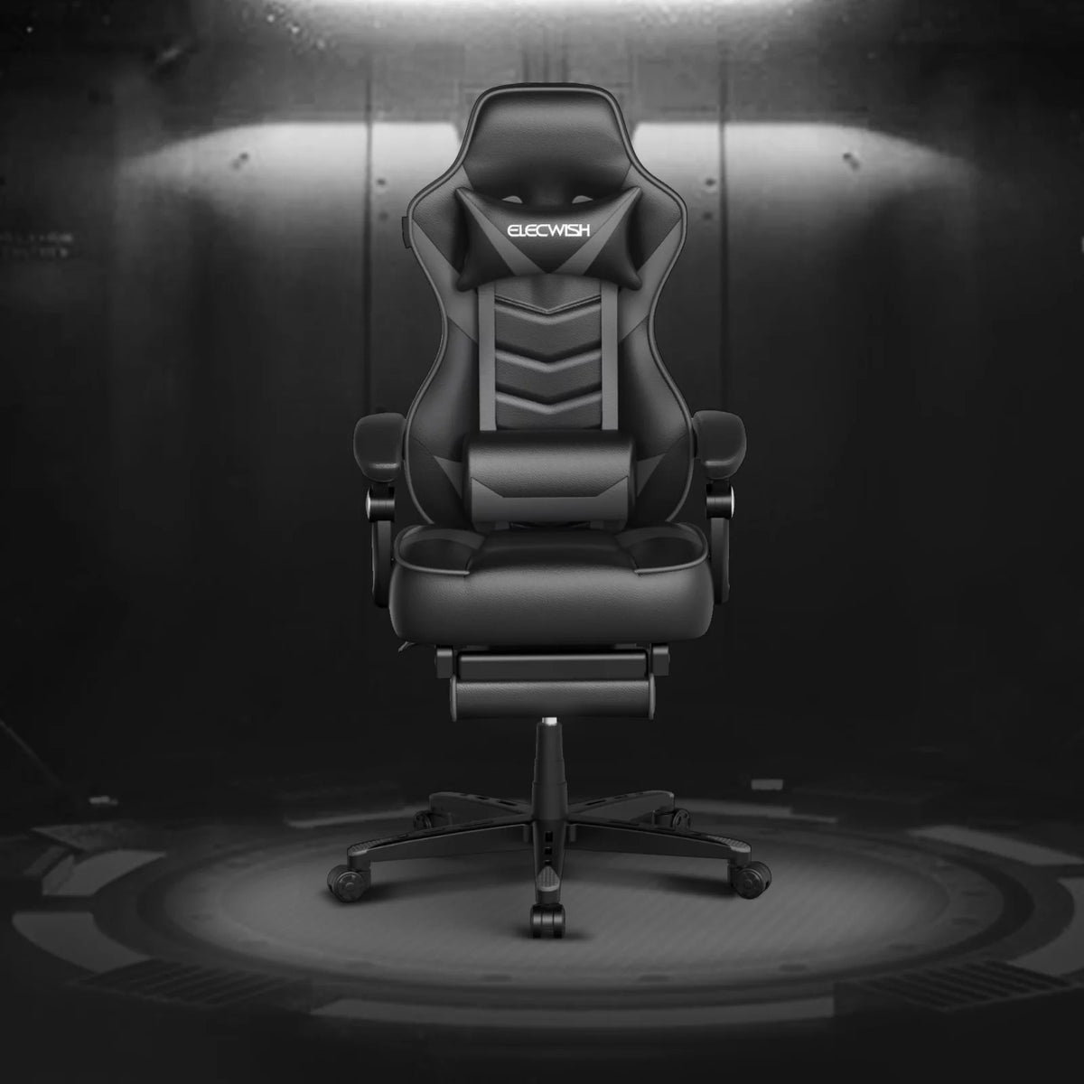 Gray Gaming Chair with Footrest W49862