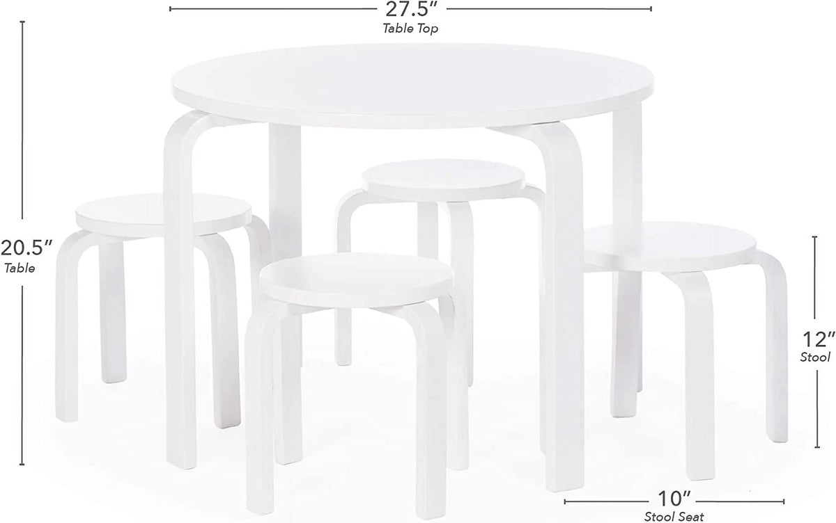 White Stacking Bentwood Kids Table and Chairs Set S692755