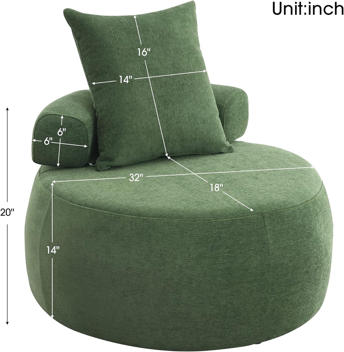 Barrel Armchair with Pillow I860