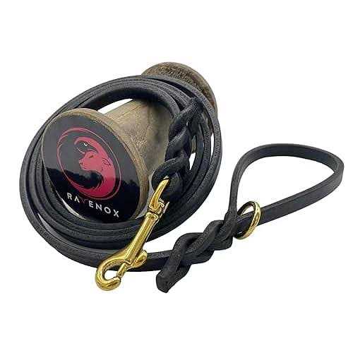 6 FT Braided Leather Dog Leash K7293