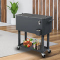 80QT Rolling Cooler Cart with Shelf Gray A230