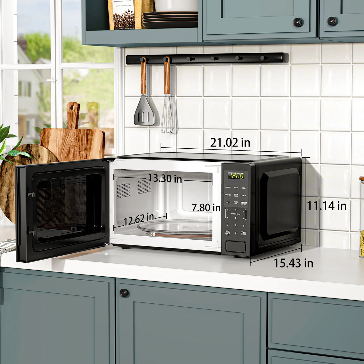 1.1 Cu ft 1000 Watts Black Countertop Microwave Oven T339738