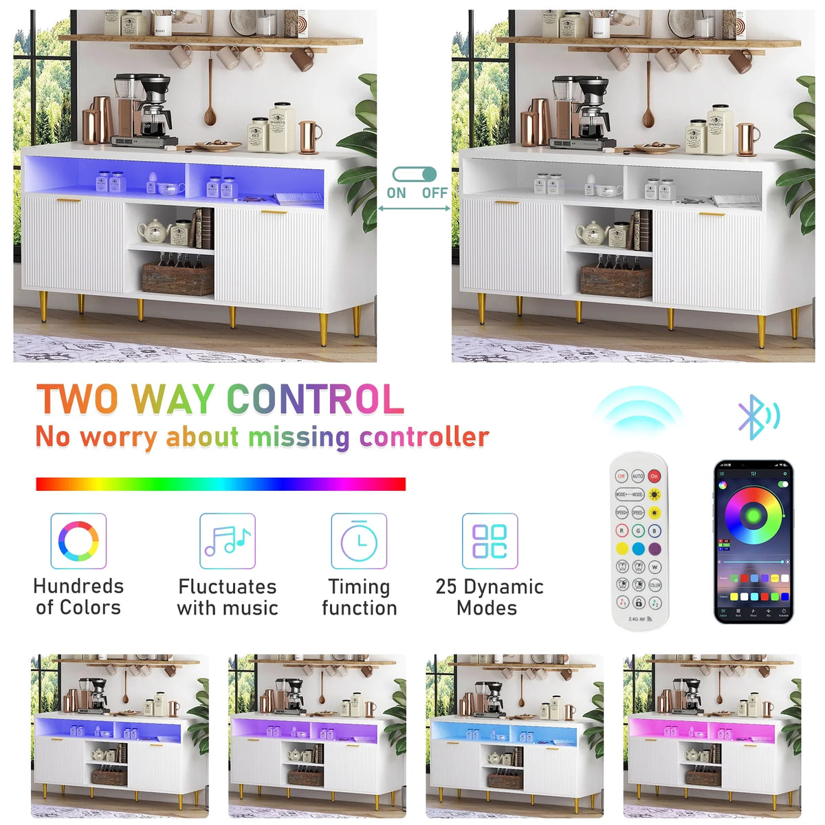 White Wood TV Stand for 55 60 65 inch TV B37891