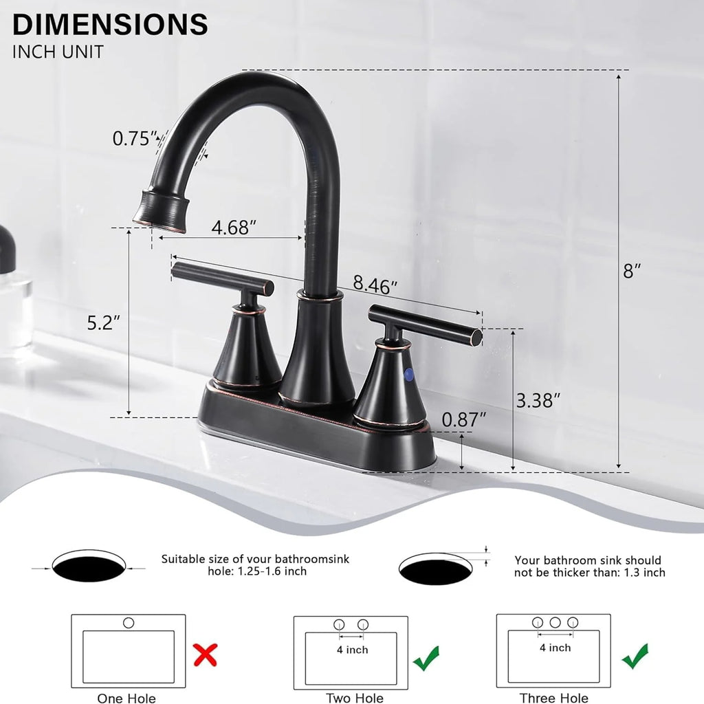 4 Inch 2 Handle Brushed Nickel Bathroom Sink Faucet A499