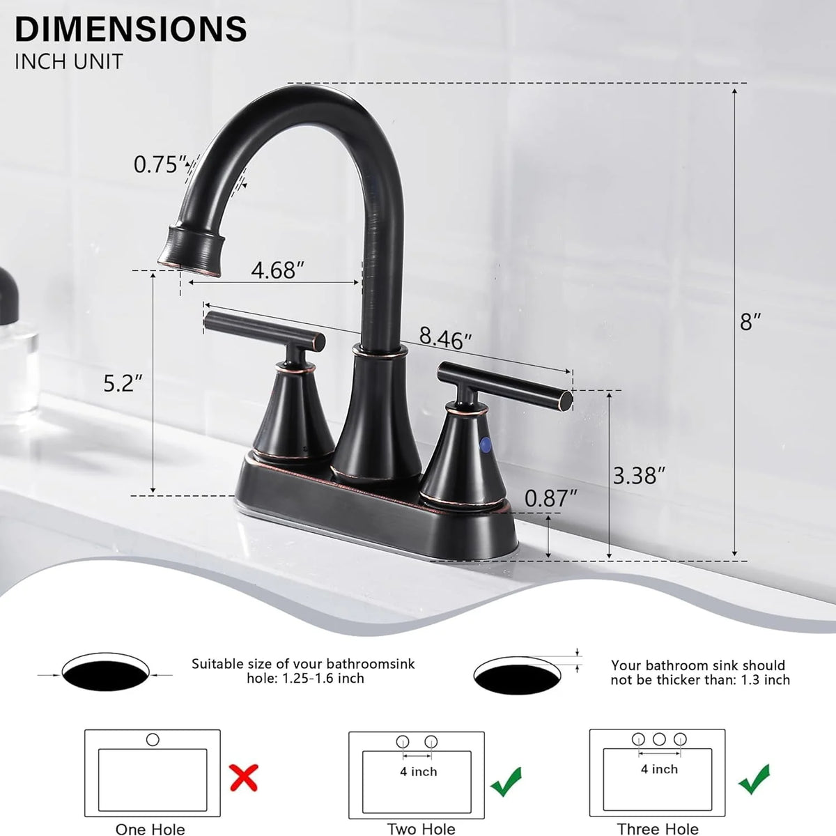 4 Inch 2 Handle Brushed Nickel Bathroom Sink Faucet A499