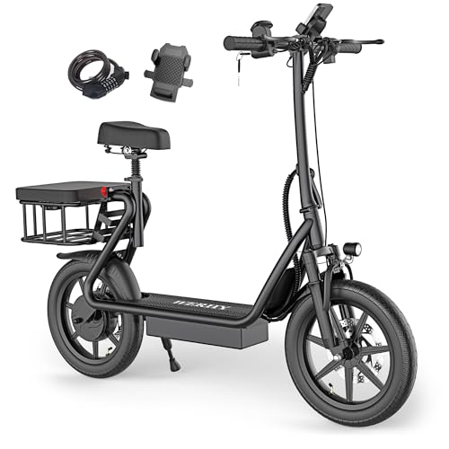 Electric Scooter with Seat, 500W Motor, 14'' Tires, Foldable D67081