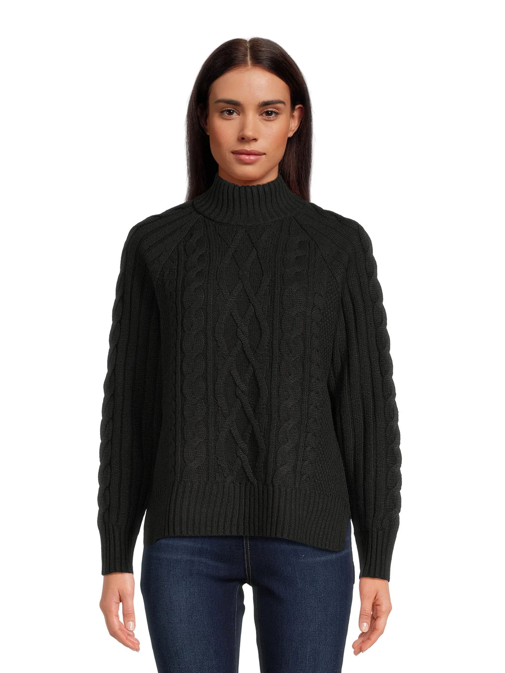 Mock Neck Cable Pullover Sweater N924273