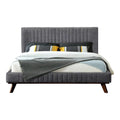 Queen Wood and Fabric Upholstered Platform Bed in Dark Gray P176