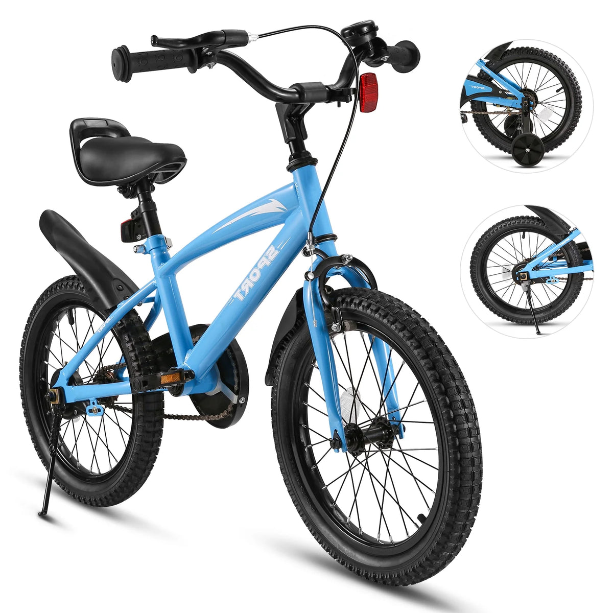 16 Inch Blue Kids Bike with Training Wheels C6035