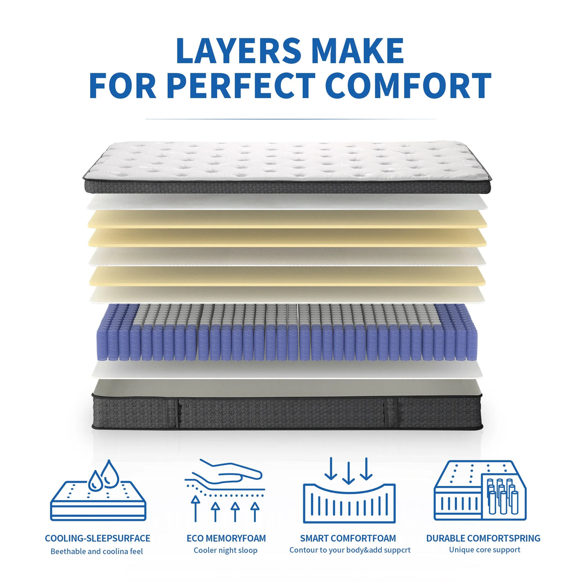 12 inch Full Size Gel Memory Foam Hybrid Mattress W589