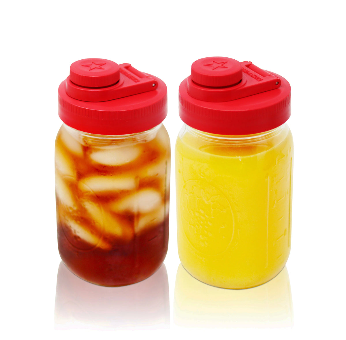Glass Mason Jar Pitcher with Lid, 1 Quart Wide Mouth, 2-Pack O210