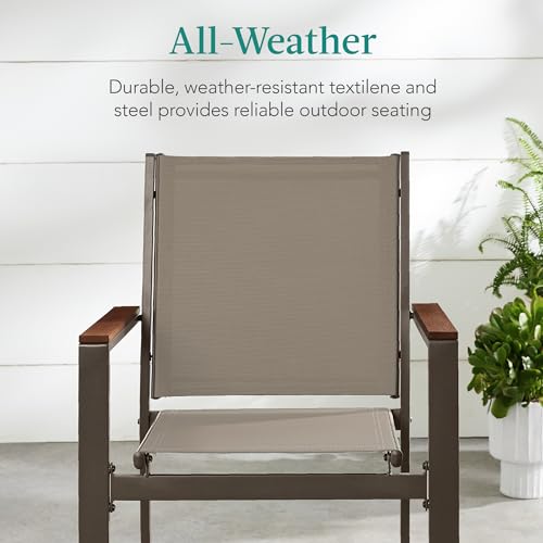 Set of 2 Stackable Outdoor Textilene Chairs with Armrests F4819