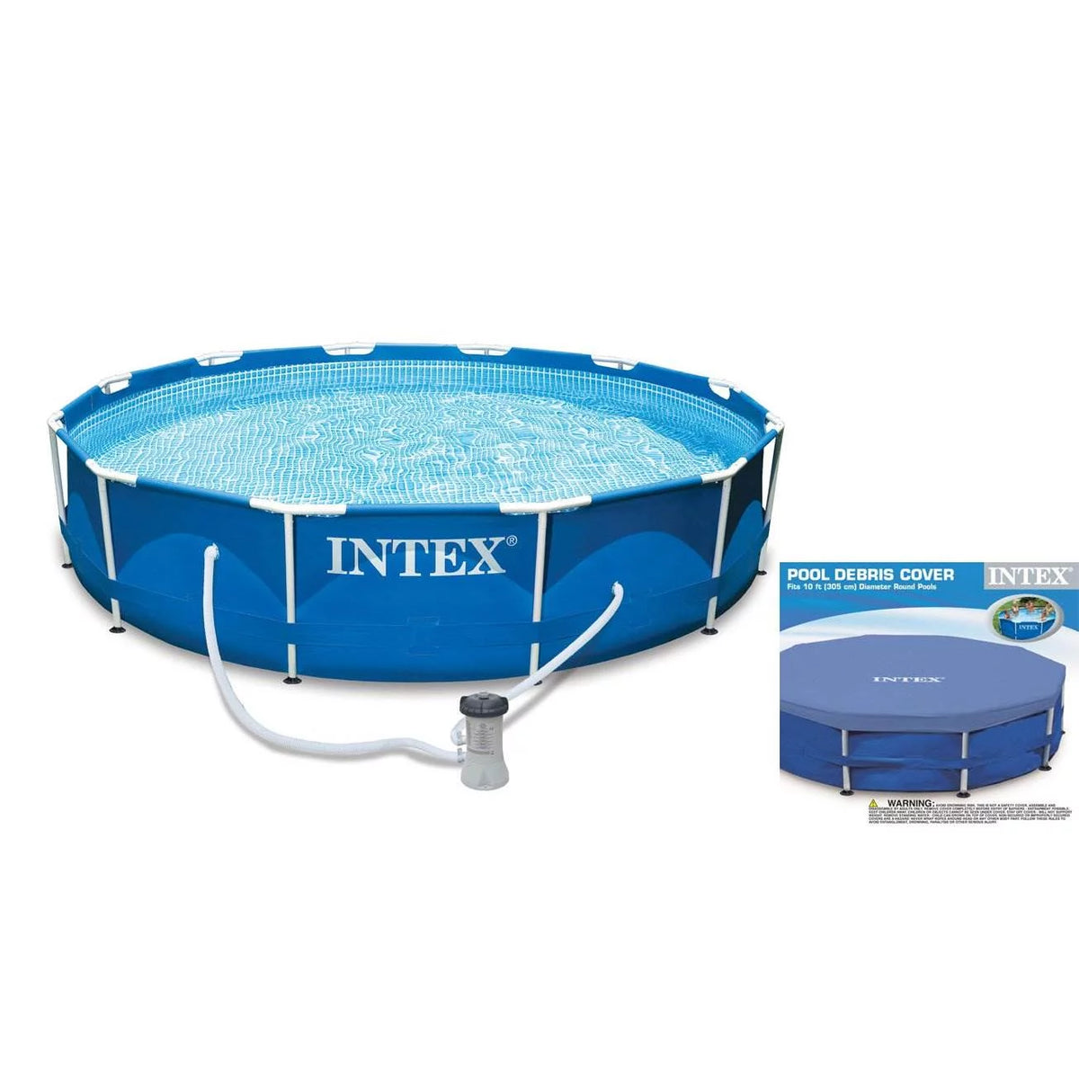 10' x 30 Metal Frame Round Swimming Pool with Filter Pump & Cover V116915