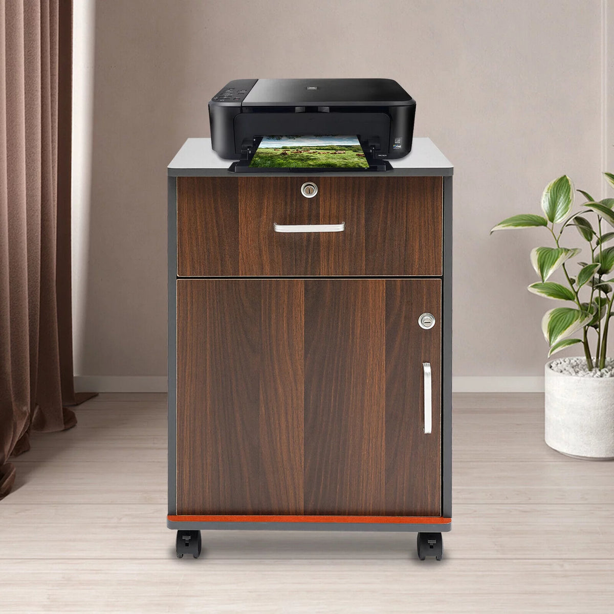 Metal MDF Mobile 1-Drawer File Cabinet with Wheel L1723